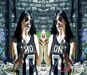 Gorgeous brunette teases you in an alley