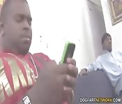 Brunette gangbanged by big black cocks