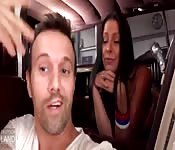 Slim German MILF fucking in a limousine