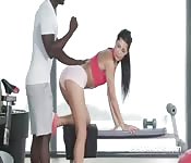 Black trainer makes a Latina's cunt respond well